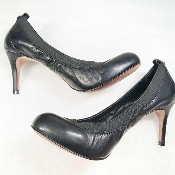 BCBGMAXAZRIA Black Leather Classic Pumps Heels Size 8 Cleaned & Conditioned Good - Picture 8 of 16